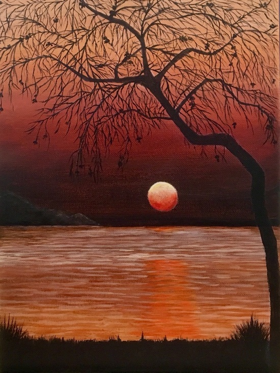Hand Crafted Other - Hand Crafted Art Print “Evening Sunset”